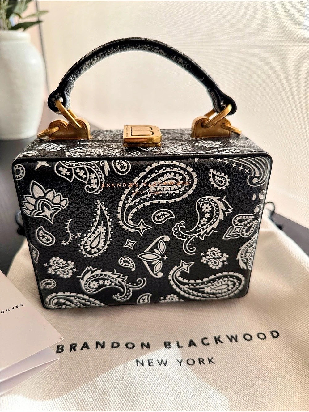 Brandon Blackwood Kendrick Trunk Bag Paisley Bandana Print Black & White.